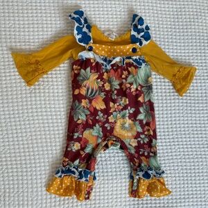 Marie Nicole Fall Print Ruffle Outfit Set: 3-6 months